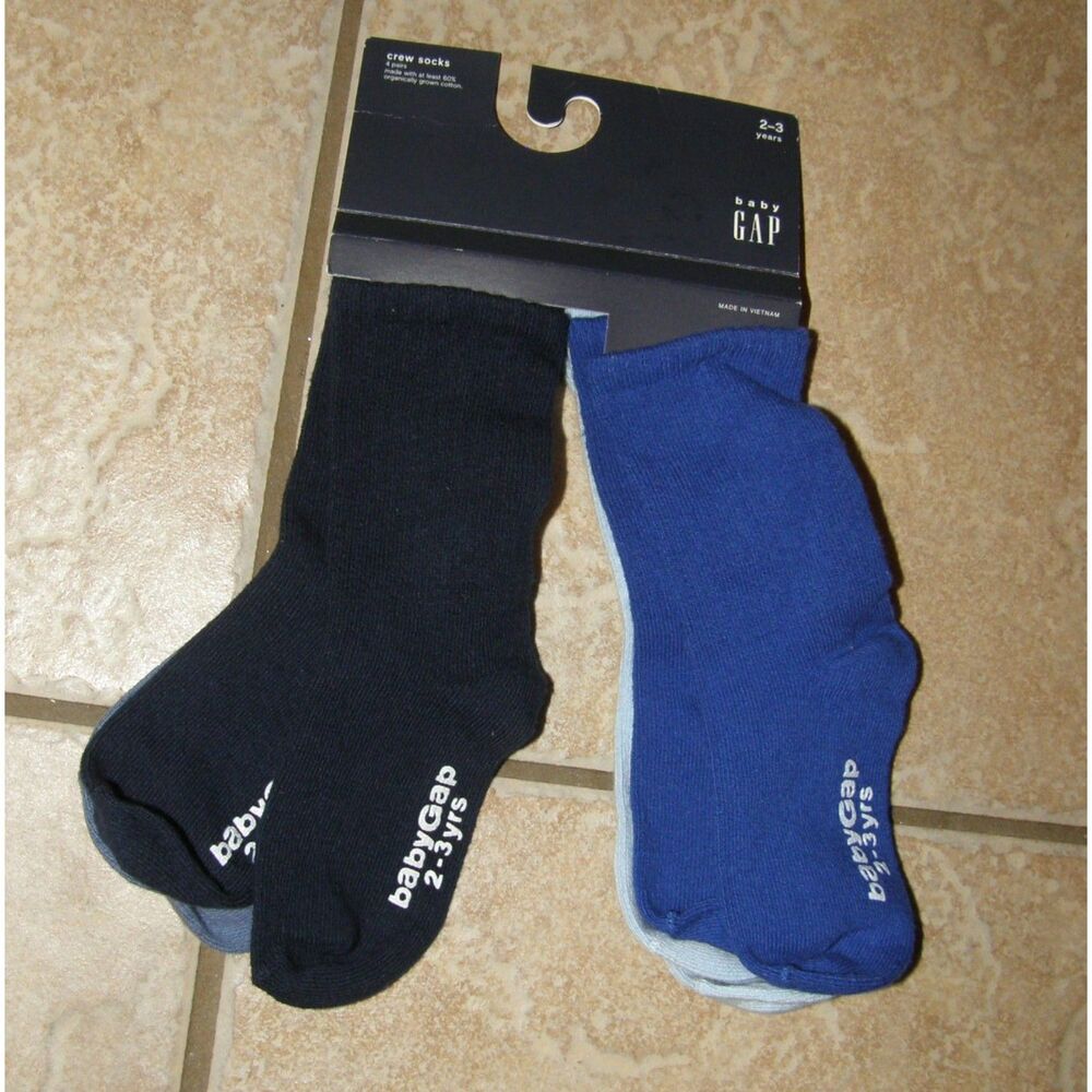 NEW NWT Toddler Boys Sz 2-3 Years Blue Stretchy Crew Socks 4 Pack BABY GAP